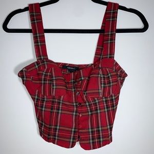 Plaid Button Down Crop Top